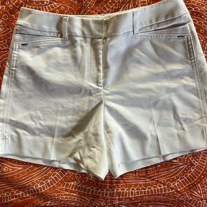 White House Black Market Cream High-Waist Tailored Shorts